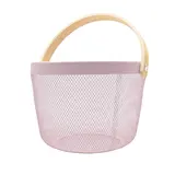 Panier métal mesh rond avec anse bois 8 litres ø 25,5 x H 18 cm - Panier libre service - Rose - Paniers magasin