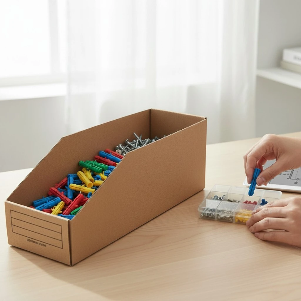 Bac à bec carton 10,1 x 30,1 x 6 / 11,2 cm – Bac de stockage - Bac de rangement - Brun - Lot de 50 - Bacs à bec-6