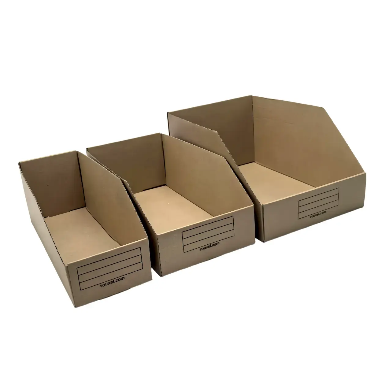 Bac à bec carton 10,1 x 30,1 x 6 / 11,2 cm – Bac de stockage - Bac de rangement - Brun - Lot de 50 - Bacs à bec-2