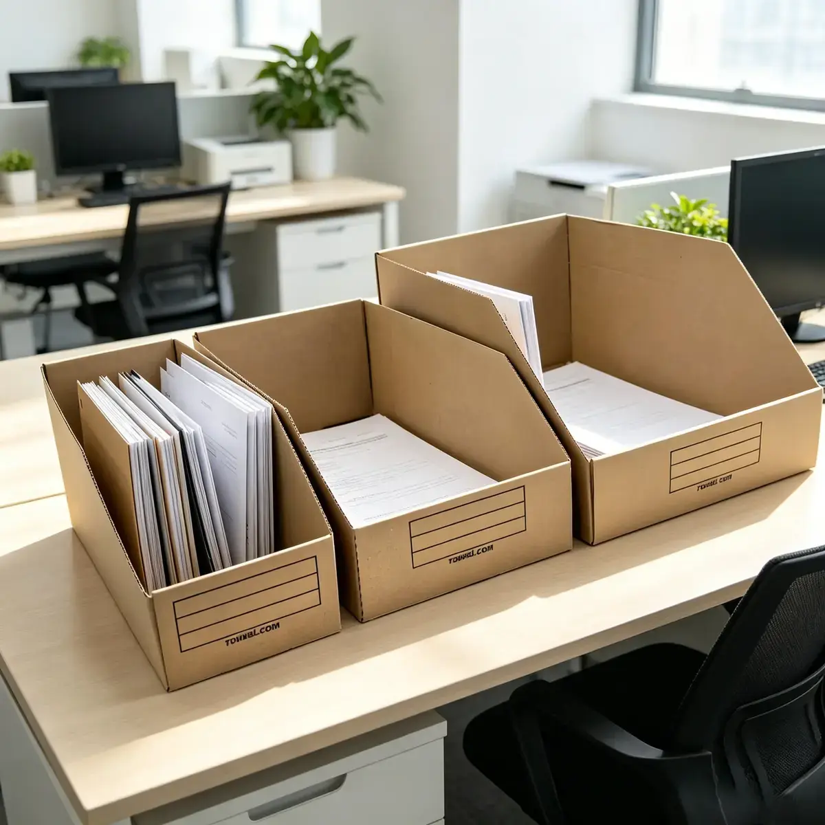 Bac à bec carton 15,1 x 30,1 x 6 / 11,2 cm – Bac de stockage - Bac de rangement - Brun - Lot de 50 - Bacs à bec-4