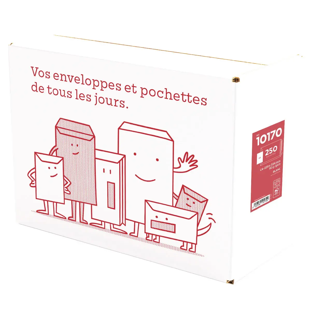 Pochette blanche C4 229 x 324 mm 90g sans fenêtre La Couronne - Paquet de 250 - Enveloppes blanches, Enveloppes kraft-2