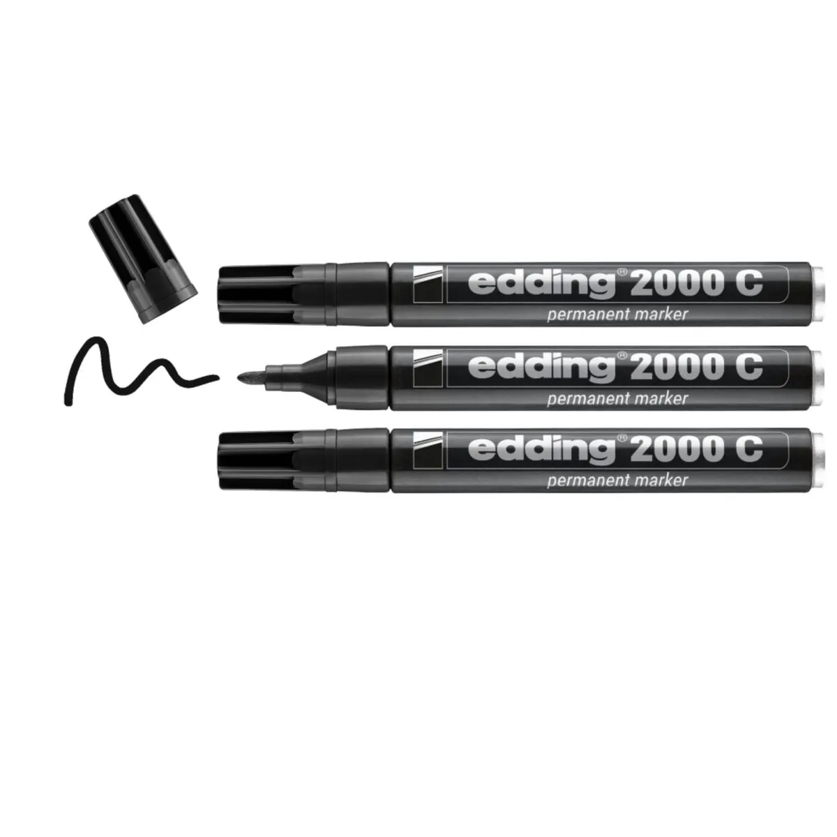 Marqueurs permanents Edding e-2000C Alu Recyclé - Pointe ogive 1,5-3 mm - Noir - Lot de 3 - Marqueurs, Feutres craies-2