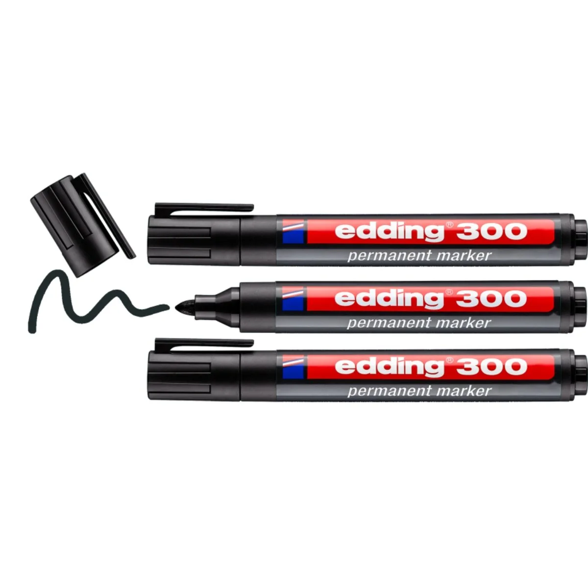 Marqueurs permanents Edding e-300 Plastique - Pointe ogive 1,5-3 mm - Noir - Par 3 - Marqueurs-3