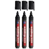 Marqueur indélébile Edding 300 pointe ogive 1,5 à 3 mm - Marqueur permanent - Noir - Lot de 3 - Marqueurs