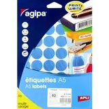 Pastille adhésive permanente Bleue ø 24 mm Agipa - Pastille de signalisation - Étui de 400 - Gommettes de couleur