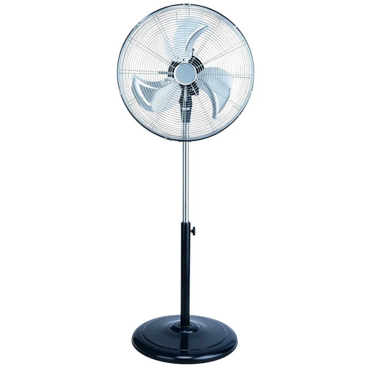 Ventilateur industriel sur pied 450 mm 90W chrome/noir hauteur réglable 3 vitesses - Ventilateur oscillant - Ventilateurs