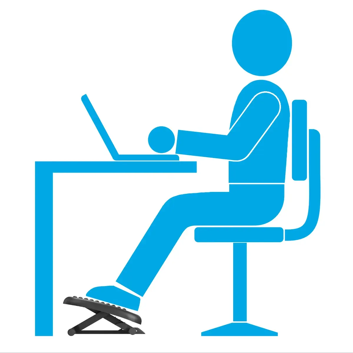 Repose-pieds réglable en hauteurs et inclinable - Repose-pied de bureau - Noir - Ergonomie bureautique -4