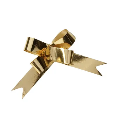 Noeud à tirer or effet miroir ø 8cm L 19mm - boîte de 100 - Étoiles adhésives, Noeuds à tirer
