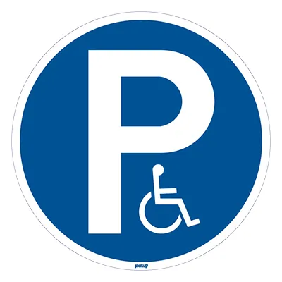 Panneau stationnement PMR PVC Ø 30 cm à fixer – Panneau place handicapé - Plaques PVC
