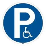 Panneau stationnement PMR PVC Ø 30 cm à fixer – Panneau place handicapé - Plaques PVC