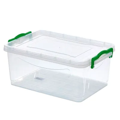 Bac de rangement plastique transparent 9,5 L 37 x 25 x 16 cm avec couvercle et poignées – Boîte de rangement empilable - Bacs de rangement