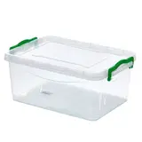 Bac de rangement plastique transparent 9,5 L 37 x 25 x 16 cm avec couvercle et poignées – Boîte de rangement empilable - Bacs de rangement