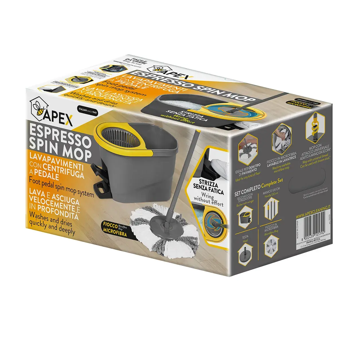 Balai serpillière rotatif 360° avec seau essoreur à pédale Espresso 6,2 L - Entretien sols-11