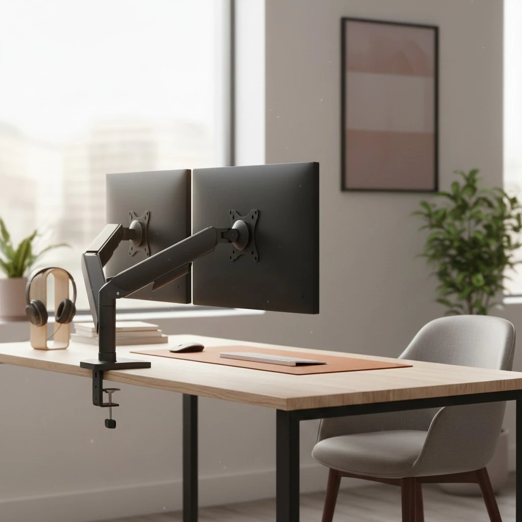 Bras articulé pour 2 écrans compatible VESA - Ergonomie bureautique -3
