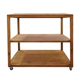 Table de présentation bois massif 3 niveaux sur roulettes 100x100x100cm – Présentoir central étagère de présentation - Mobilier Magasin
