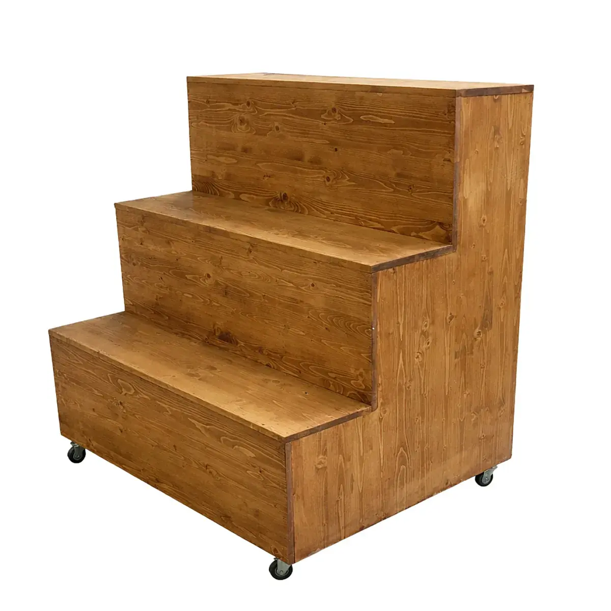 Podium 3 niveaux sur roulettes en bois massif 100x79x112cm – Présentoir escalier 3 niveaux - Présentoir fleuriste - Ligne Authentique