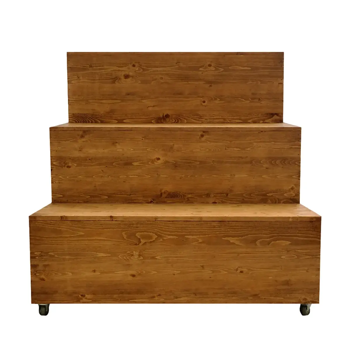Podium 3 niveaux sur roulettes en bois massif 100x79x112cm – Présentoir escalier 3 niveaux - Présentoir fleuriste - Ligne Authentique-2