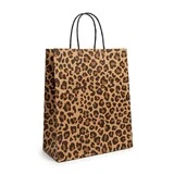 Sac kraft Léopard poignées torsadées Noires 19 x 8 x 23,5 cm 100 g/m² - Sac cadeau - Paquet de 50
