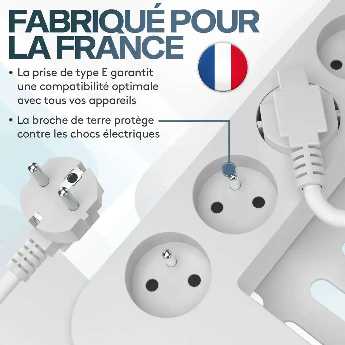 Boîte cache câble avec multiprise 5 prises AC avec USB-C, QC3 et USB-A – Cache multiprise - Prises, Rallonges et Organisateurs de câbles-2