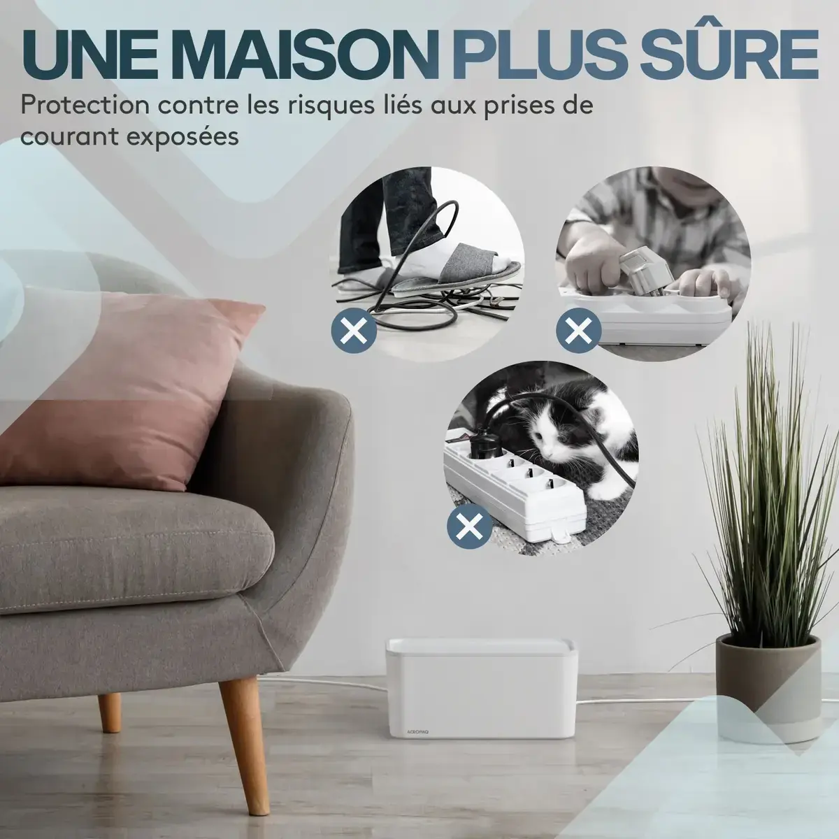 Boîte cache câble avec multiprise 5 prises AC avec USB-C, QC3 et USB-A – Cache multiprise - Prises, Rallonges et Organisateurs de câbles-6