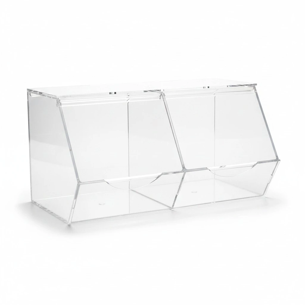 Distributeur de bonbons 2 compartiments transparent plexi 38 x 30 x 20 cm - Présentoir bonbons - Vitrines alimentaires