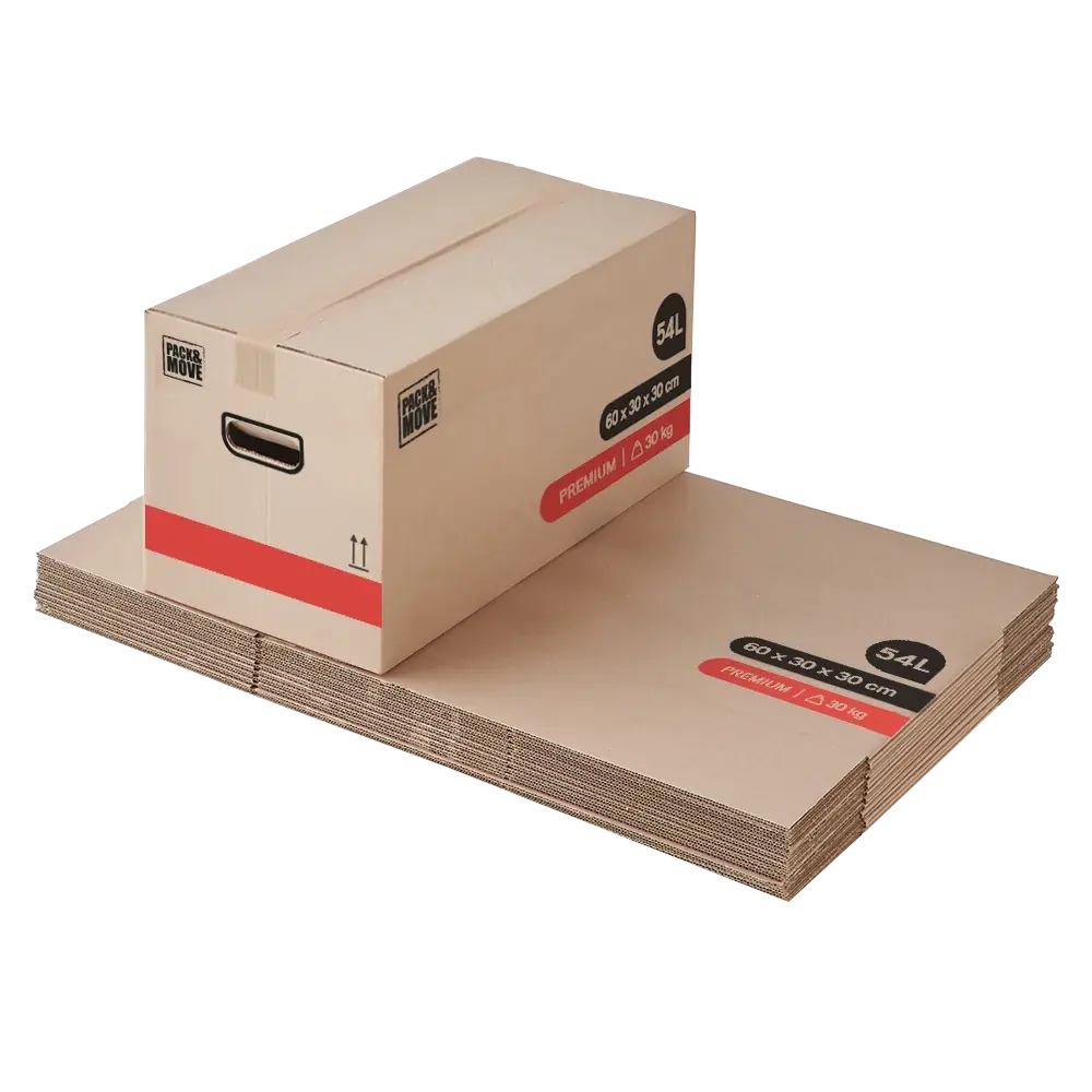 Carton déménagement 54L avec poignée - carton double cannelure 60 x 30 x 30 cm - Caisse carton double cannelure - Lot de 10 - Caisses américaines cartons