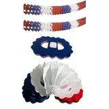 Guirlande zinnia tricolore France 4 m - Décoration coupe du monde - Ballons et Accessoires de fête