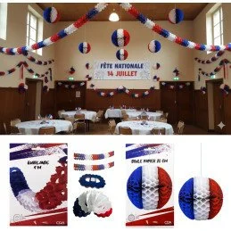 Guirlande zinnia tricolore France 4 m - Décoration coupe du monde - Ballons et Accessoires de fête-3