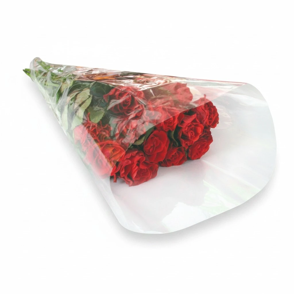 Cône neutre pour fleurs PP transparent 40 x 30 x 12 cm – Housse pour bouquet – Emballage pour fleurs - Lot de 50 - Films polypropylène neutres