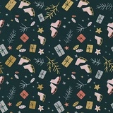 Papier cadeau motifs de Noël rose et or sur fond gris 70 cm x 50 m – Papier cadeau Noël professionnel - Papier cadeaux couchés à motifs