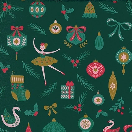 Papier cadeau motifs de Noël sur fond vert 70 cm x 50 m – Papier cadeau Noël professionnel - Papier cadeaux couchés à motifs