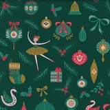 Papier cadeau motifs de Noël sur fond vert 70 cm x 50 m – Papier cadeau Noël professionnel - Papier cadeaux couchés à motifs