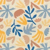 Papier cadeau naturel à motif bleu et jaune 70 cm x 50 m - Papiers cadeaux kraft à motifs