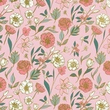 Papier cadeau à motif floral rose et bleu 70 cm x 50 m - Papier cadeaux couchés à motifs