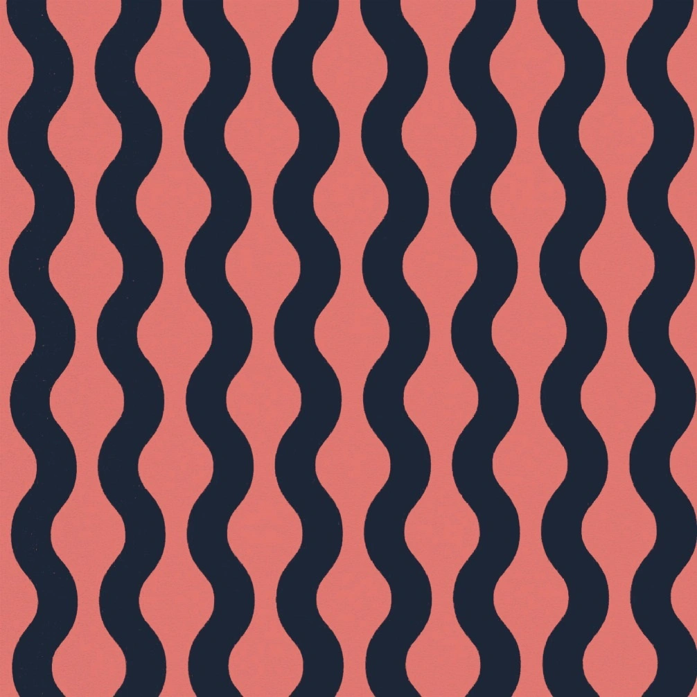 Papier cadeau motif ondulé rétro bleu / rose – Papier cadeau pro graphique - Rouleau de 70 cm x 50 m - Papier cadeaux couchés à motifs