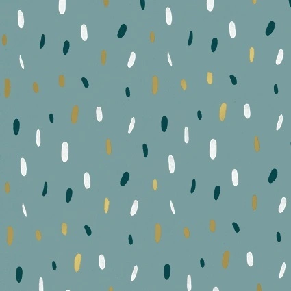 Papier cadeau Pluie Noir / Or / Blanc sur fond Bleu 70 cm x 50 m papier couché 80 g/m² - Papier cadeau pro - Papier cadeaux couchés à motifs