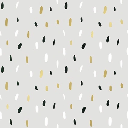 Papier cadeau Pluie Noir / Or / Blanc sur fond Beige 70 cm x 50 m papier couché 80 g/m² - Papier cadeau pro - Papier cadeaux couchés à motifs