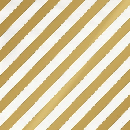 Papier cadeau à rayures Or / Blanc 70 cm x 50 m papier couché 80 g/m² - Papier cadeau pro - Papier cadeaux couchés à motifs