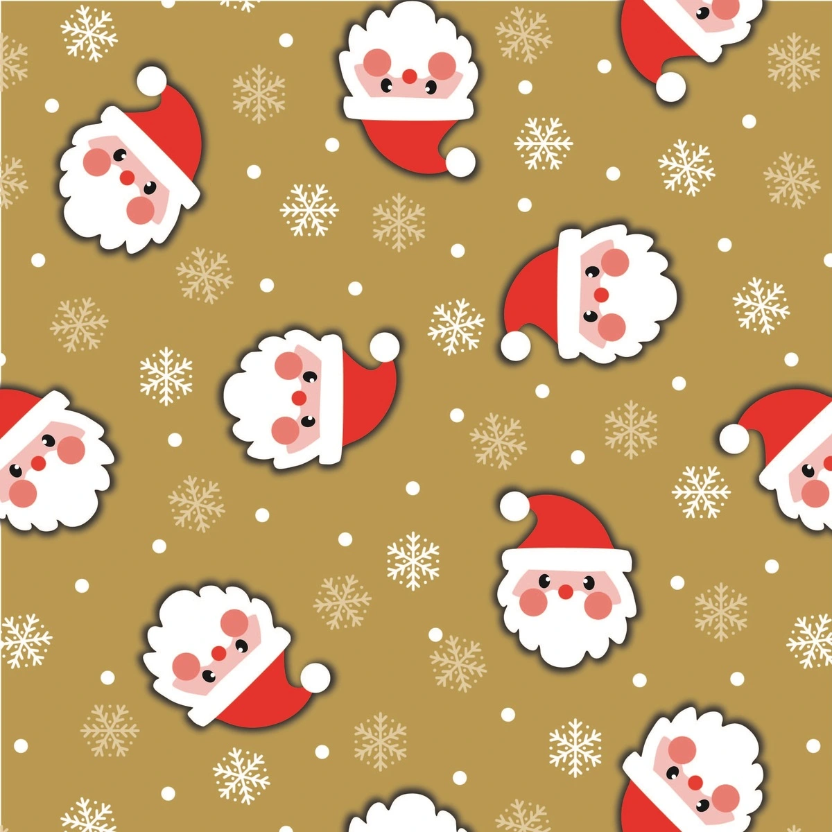 Papier cadeau Père Noël sur fond or 70 cm x 50 m - Papier cadeau enfant - Papier cadeau pro - Papiers cadeaux enfants