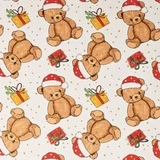 Papier cadeau Oursons de Noël sur fond Blanc 70 cm x 50 m - Papier cadeau enfant - Papier cadeau pro - Papiers cadeaux enfants