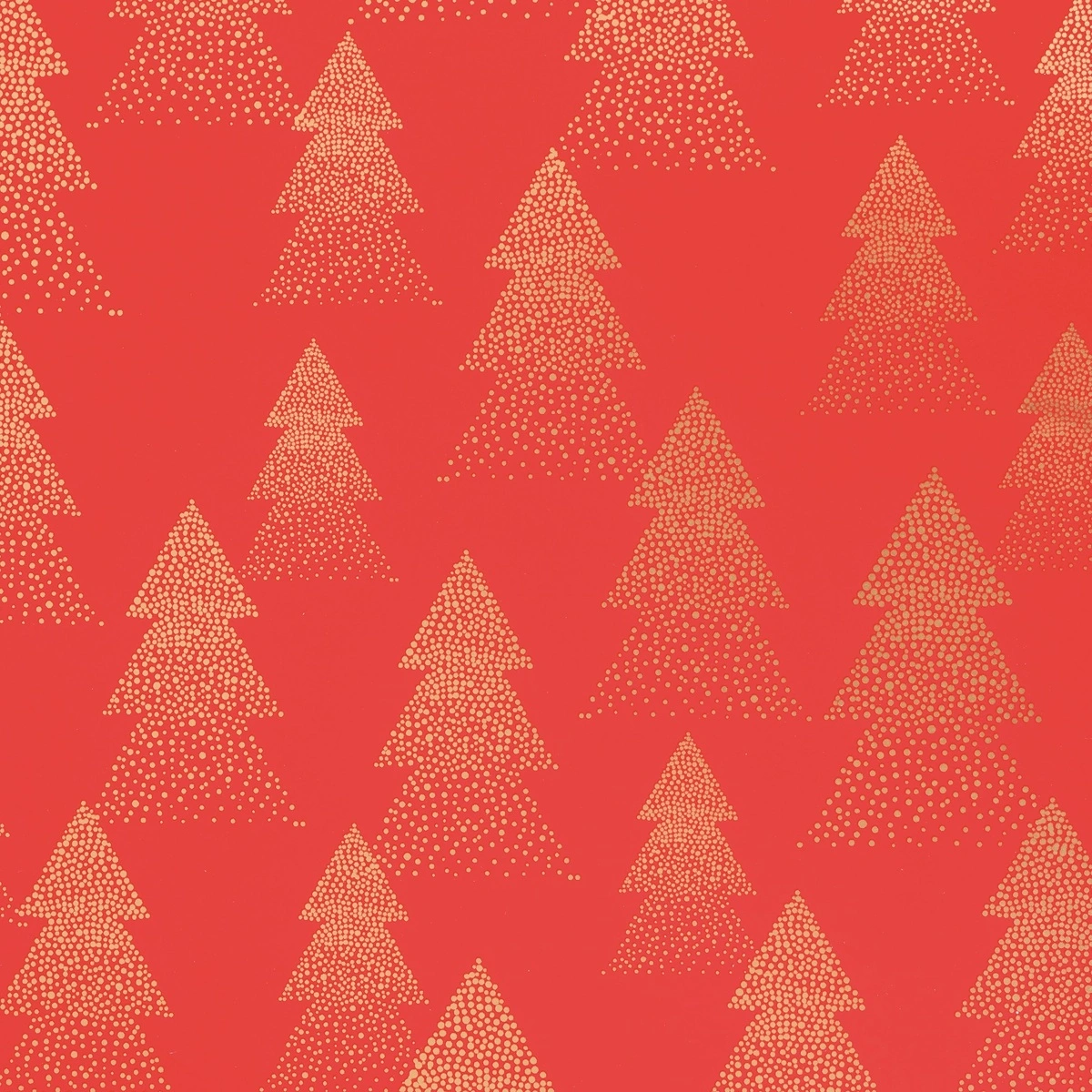 Papier cadeau Sapins de Noël Or sur fond Rouge - Papier cadeau pro - Rouleau de 70 cm x 50 m - Papier cadeaux couchés à motifs