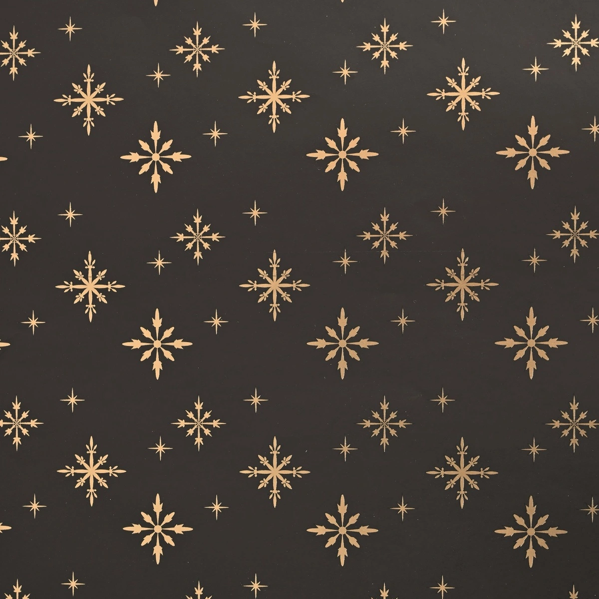 Papier cadeau Flocons Or sur fond Noir 70 cm x 50 m - Papier cadeau Noël - Papier cadeau pro - Papier cadeaux couchés à motifs