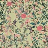 Papier cadeau kraft motif floral vert / rose – Papier cadeau pro - Rouleau de 70 cm x 50 m - Papiers cadeaux kraft à motifs