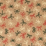 Papier cadeau Noël kraft brun motif noeuds Rouge / Vert / Or 70 cm x 50 m - Papier cadeau pro - Papiers cadeaux kraft à motifs