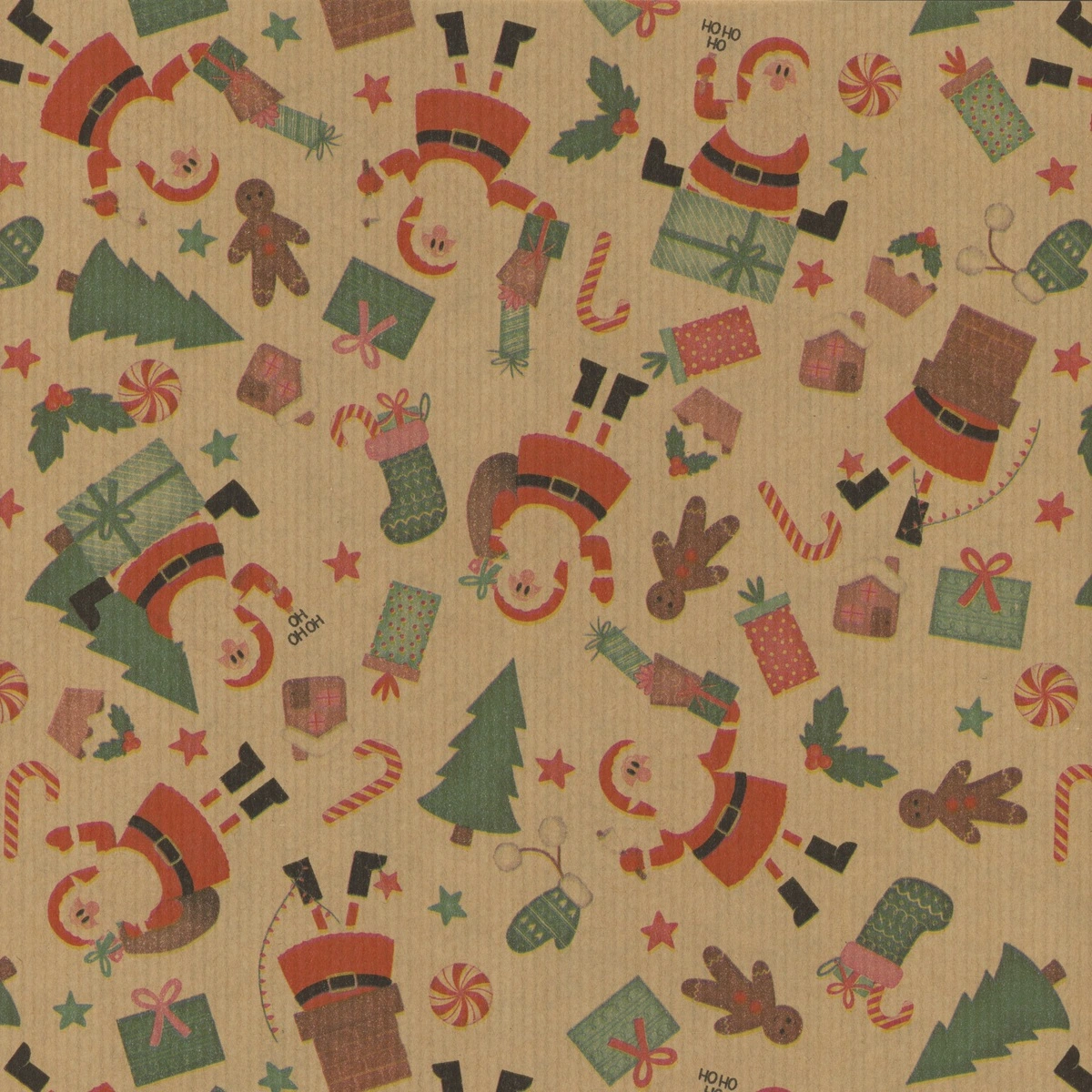 Papier cadeau kraft lisse motifs de Noël vintage 70 cm x 50 m - Papier cadeau Noël - Papier cadeau pro - Papiers cadeaux enfants