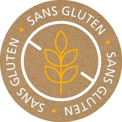 Étiquette adhésive Sans Gluten ø 35 mm kraft/blanc/orange – Autocollant Sans Gluten - Boîte de 500 - Étiquettes produits alimentaires