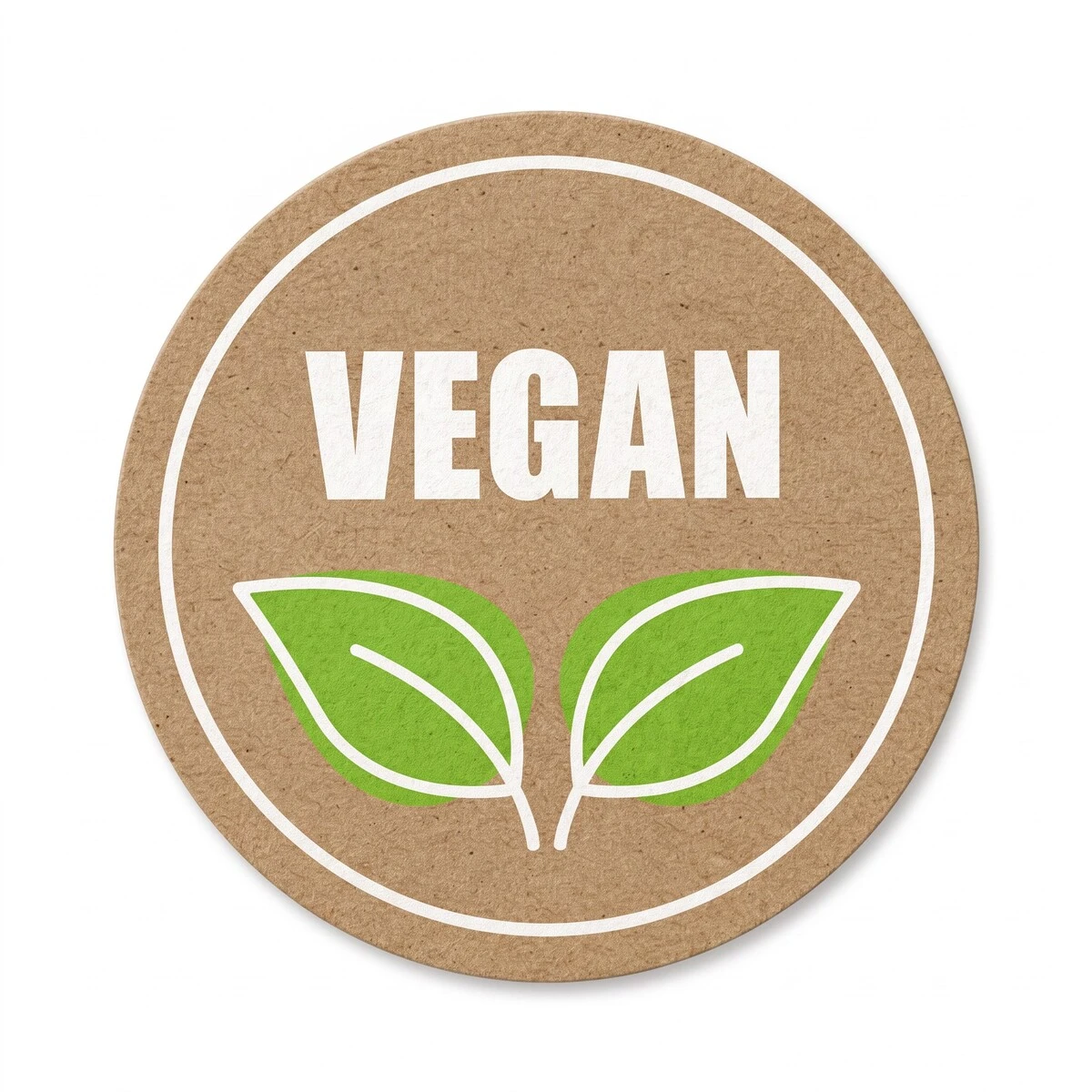 Étiquette adhésive Vegan ø 35 mm kraft/blanc/vert – Autocollant Vegan - Boîte de 500 - Étiquettes produits alimentaires