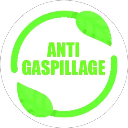 Étiquette adhésive Anti Gaspillage ø 35 mm blanc/vert – Sticker Anti Gaspi - Boîte de 500 - Étiquettes produits alimentaires