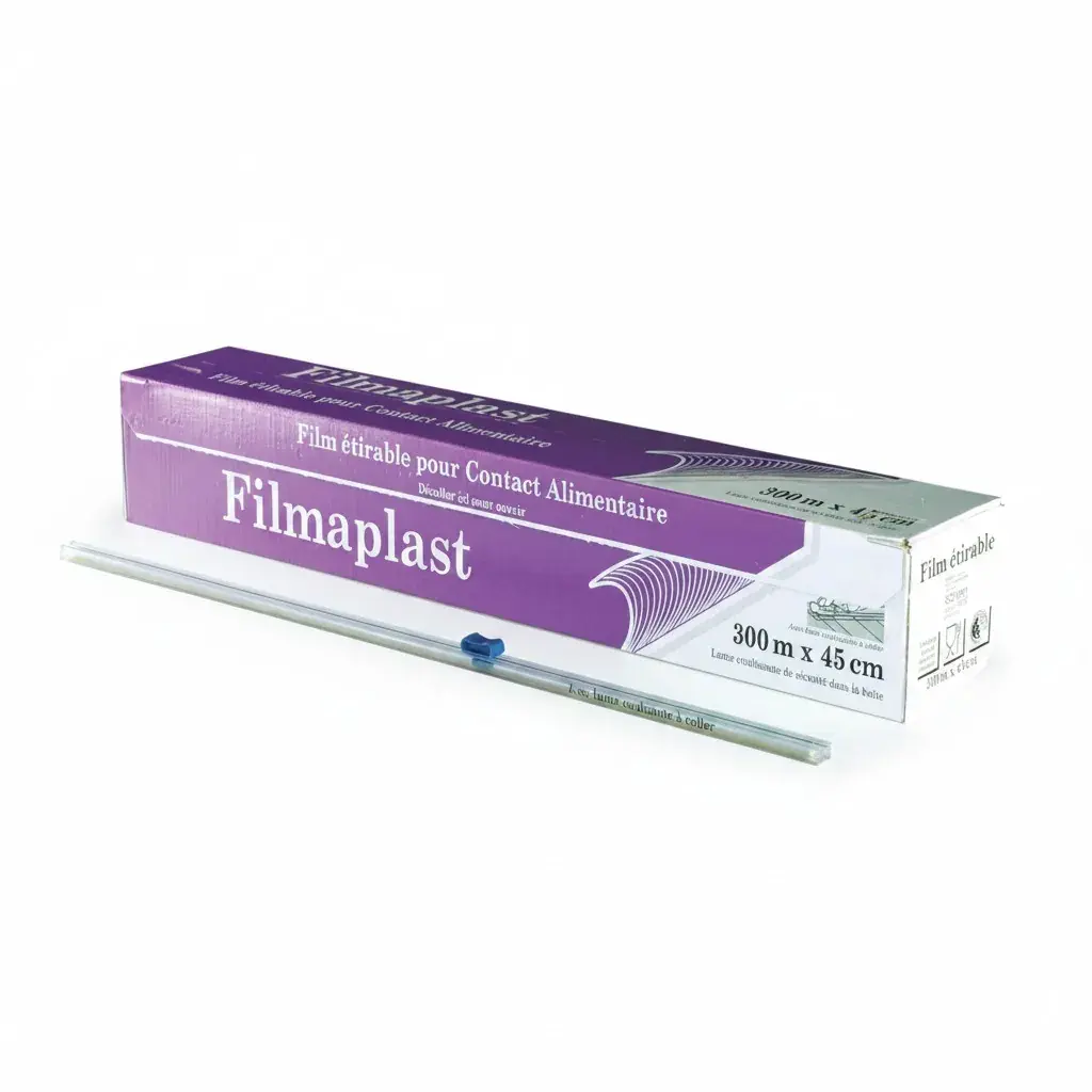 Film étirable alimentaire 45 cm x 300 m 7,5 µ en boîte distributrice avec zipcut - Films, papiers ingraissables et sachets papier alimentaires