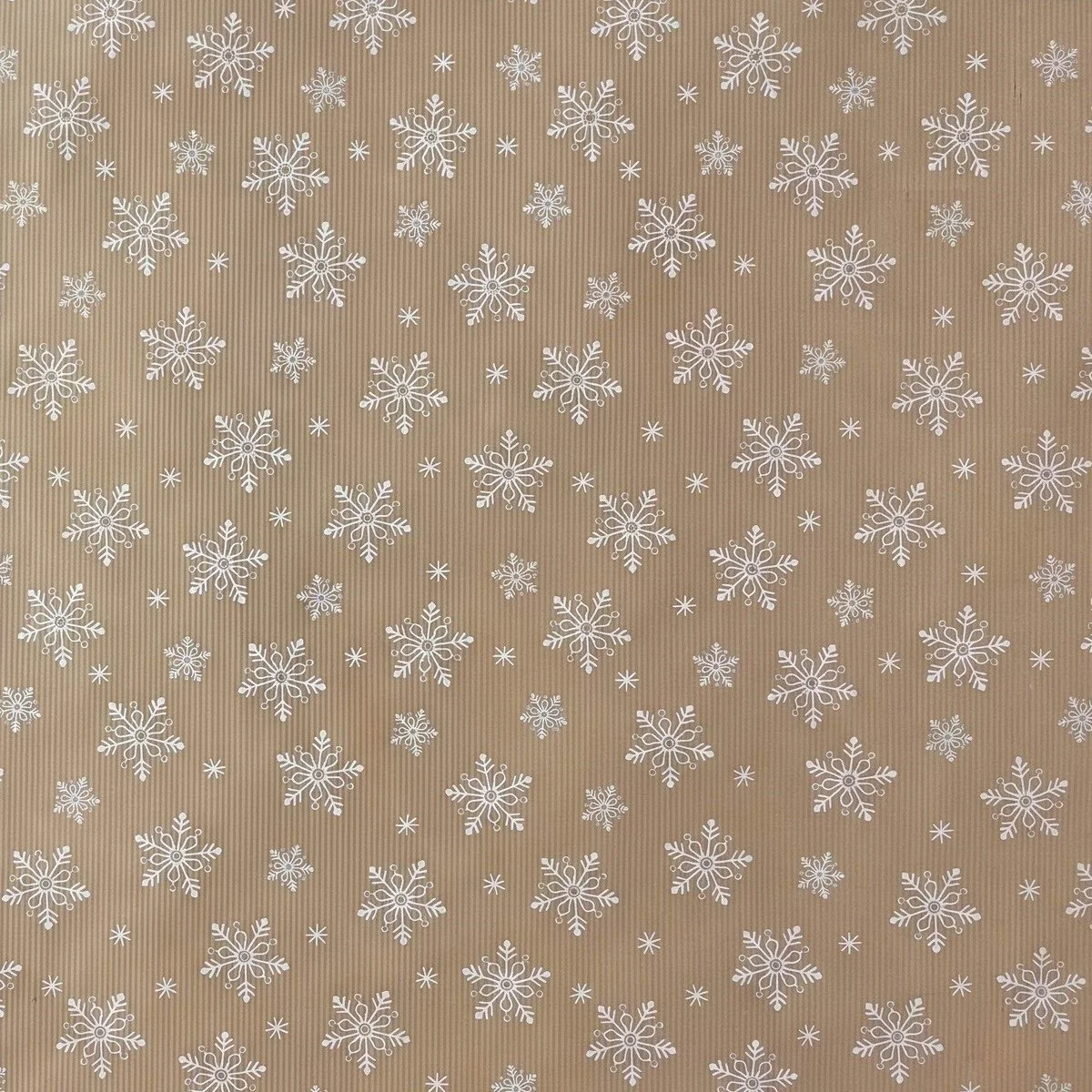 Papier cadeau Noël kraft brun Flocons 2 Blanc 69 cm x 50 m - Papier cadeau pro - Papiers cadeaux kraft à motifs